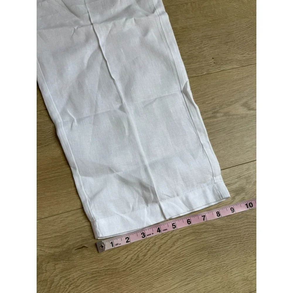 EUC Quince 100% European Linen Pants Womens Size XL White Pull on Quiet Luxury